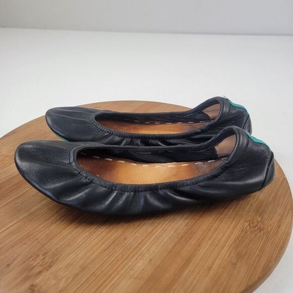 Tieks By Gavrieli Women's Ballet Flats Size 7 Leather Slip On Black And Green - Picture 5 of 14